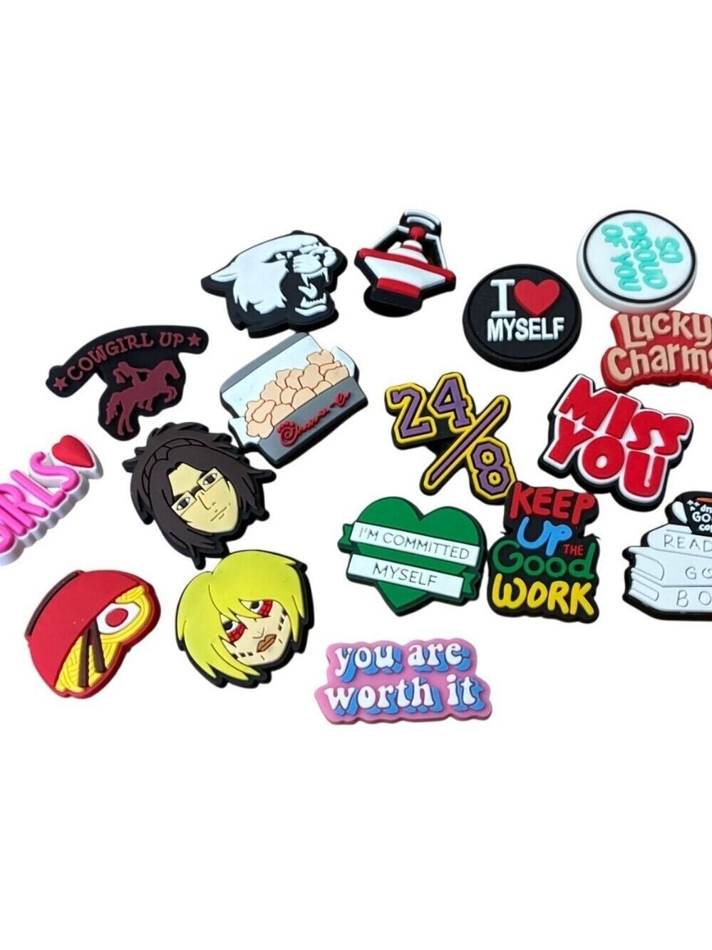 Lot of 17 Croc Charms Jibbitz Pins Cute Anime Quotes & Aesthetic Accessories - Picture 6 of 6